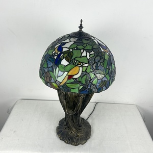 LongHuiJing European Unique Stained Glass Table Lamp with 16-Inch Wide Lamphade Simple Eco-Friendly Design E26 LED Desk Lamp - Product Image 6