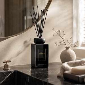 Aikun Low MOQ Fast Turn Ecommerce XL Tall Glass <b>Reed</b> <b>Diffuser</b> Set Gold Foil Logo Beige Box Any Scent Long Lasting for Home - Product Image 3