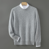 Pull à manches longues en laine pure à 100% pour homme, col rond, mode décontractée automne-hiver, logo personnalisé, OEM ODM