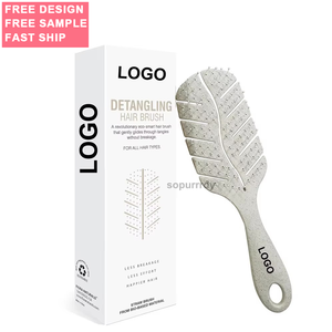 Pennello districante Logo personalizzato naturale 100% pennello districante Bio-Friendly <span class=keywords><strong>setole</strong></span> morbide scivolano attraverso grovigli capelli secchi e bagnati - Product Image 1