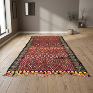 Tapis marocain Kilim de qualité supérieure en laine berbère, tissé à la main, à poils ras, motif géométrique, pour salon, vente en gros - Product Image 2
