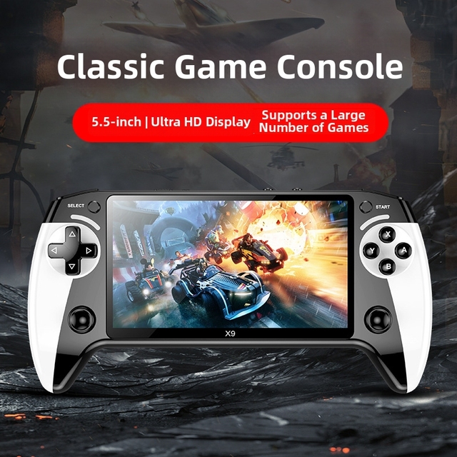 US UK Local Warehouse X9 Handheld Game Console,5.5-inch HD Screen Retro Game Player,Support 9 Emulators Two-player Gaming