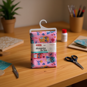 Accessorio in tessuto Ilan 100 cm x 150 cm con stampa di gufo rosa per lavori artigianali - Product Image 2