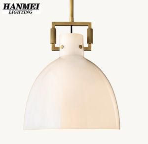 Luminaire suspendu en laiton antique et verre pour hall d'entrée nord-américain, avec LED, hauteur réglable, lumière blanc chaud HM-HR-053 Antique - Product Image 1