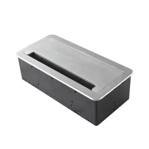 aluminium alloy desktop socket multimedia power box with flip up open cover