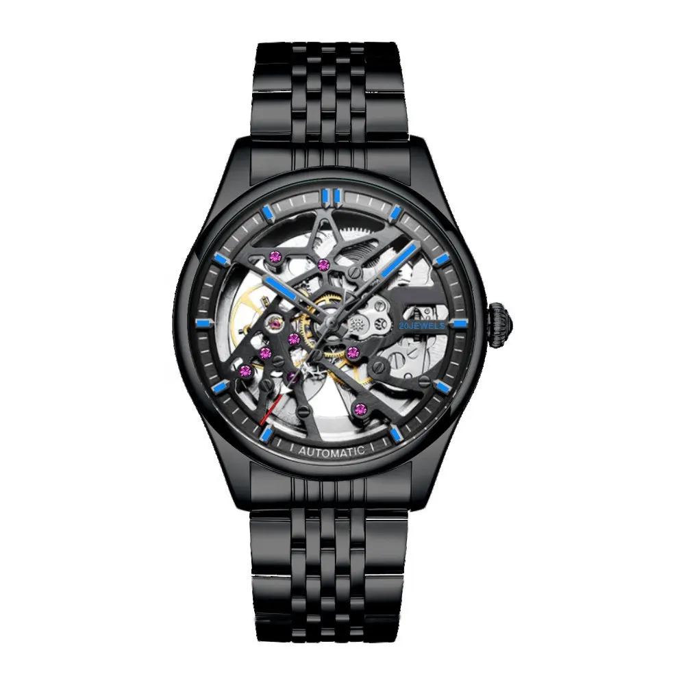 OEM hot selling Brand Luxury Steel men automatic man watch skeleton