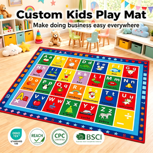 Alfombra de Juego para Niños, Alfabeto ABC, Área Educativa, Antideslizante, Alfombra Infantil para el Suelo del Dormitorio - Product Image 1