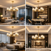 Lustre moderne de luxe avec pendentifs et lustres en fer de taille moyenne à hauteur réglable