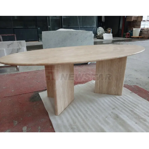 Newstar Natural Oval <strong>Round</strong> Stone Coffee <strong>Tables</strong> Custom Hotel Simple Reception Desk Luxury Home Travertine Marble <strong>Dining</strong> <strong>Table</strong> - Product Image 4