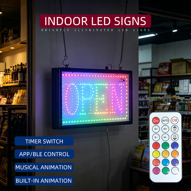 9*19Inch App Bluetooth Control Full Color Smd Highlighted Led Open Sign Indoor Commercial Advertising Light Box Billboard