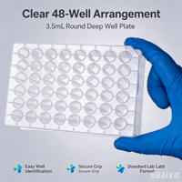 Plaque de 48 puits ronds à fond en U, arrangement régulier, 3,5 mL, sans DNase ni RNase, pour stockage d'échantillons de laboratoire