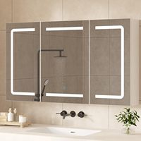 Armoire de salle de bain à 3 portes avec éclairage LED, miroir et étagères réglables – Offre Spéciale