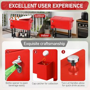 Nevera Portátil con Ruedas de 73L, Cesta de Hielo Metálica Aislada, Carro Refrigerador con Ruedas para Bebidas, Latas y Cerveza - Product Image 5