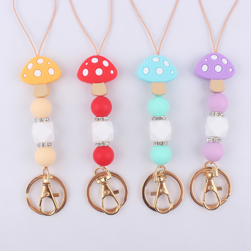 Fashion Custom Wholesale Silicone Adjustable Cute pink Rhinestone Crystal Lanyards with Custom Logo for Promotional Use