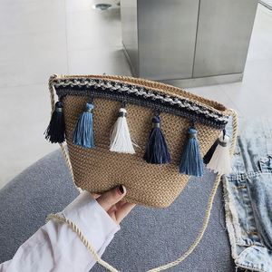 New 2019 Straw Bag Women Summer Casual Bucket Tote Tassel <b>Chain</b> Shoulder Beach Bag for Teenage Girls Bohemia Beach <b>Handbag</b> - Product Image 3