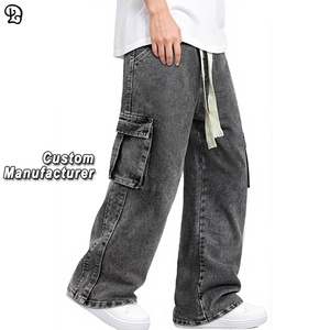 Maßgeschneiderte Herren Vintage Gewaschene Baggy Cargo Jeans Lose Weite Beinöffnung Denim-Hosen mit Mehreren Taschen Streetwear Mode Hip-Hop Lässige Hose - Product Image 1