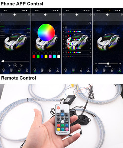 Lumières de roue de voiture DIY 15 pouces 17 pouces Lumière LED couleur RVB Contrôle à distance par application Lumière LED de moyeu de roue de voiture - Product Image 2