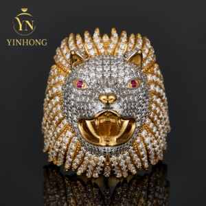 Anillo de Diamantes Moissanite 3D con Forma de Animal para Hombre, Anillos de Diamantes Moissanite con Incrustaciones de Diamantes GRA, Anillos Hiphop para Hombre - Product Image 1