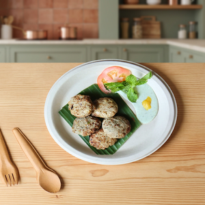 Assiette ronde en bagasse blanche de 9 pouces, jetable, en pulpe de canne à sucre, pour servir les aliments, compostable, biodégradable, vaisselle écologique - Product Image 3