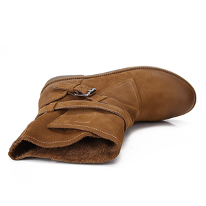 Bottes Martin mi-mollet vintage pour femme, style britannique, confortables, en cuir de vachette véritable, fourrées, zippées, respirantes, souples, pour l'hiver - Product Image 3