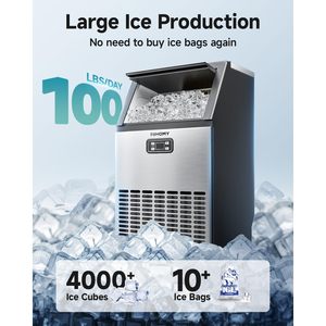 Máquina de Hielo Comercial Euhomey de 100 lb/24 h, de Acero Inoxidable, para Instalar Bajo Mostrador, con Capacidad de Almacenamiento de 33 lb - Product Image 2