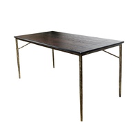 Table à manger en fer forgé massif, style vintage nordique minimaliste, fabriquée à la main, avec plateau en chêne blanc, chaises de salle à manger et bureau.