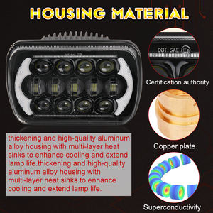 مصباح أمامي ليد عالي الطاقة وعمر خدمة طويل كهرماني أبيض Drl 75 واط شعاع منخفض عالي 7X6 بوصة مصابيح أمامية ليد للسيارات - Product Image 3