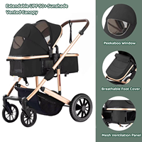 Poussette 3 en 1 pour bébé, siège auto convertible, landau pour nourrisson, poussette pour enfant avec siège réversible et pliage à une main