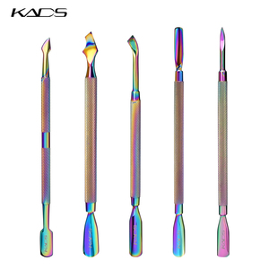 5Pcs Rainbow Nail Cuticle Pusher Stainless Steel Nail Nipper Dead Skin Push Remover <b>Pedicure</b> Manicure Nail Care <b>Tools</b> - Product Image 1