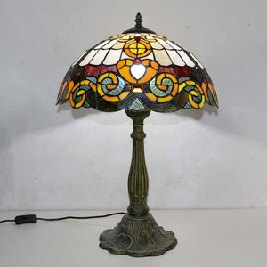Longhuijing 16inch AC Powered LED Multicoloured European Flexible LOVE Stained Glass for Art Lampshade Table Lamp Lotus - Product Image 1