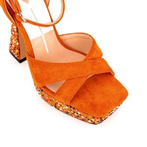 Sandales à talons hauts pour femmes, chaussures de luxe à bout ouvert avec strass - Product Image 6