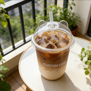 Gobelets à café jetables transparents en plastique de 24 oz avec couvercles et pailles pour café froid - Product Image 3