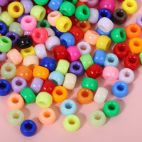 Perles acryliques multicolores en forme de baril 6x9mm, accessoires de bijoux DIY, perles à grand trou pour la fabrication artisanale de bracelets dreadlocks et loisirs créatifs