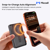 Miccell 10000mAh Power Bank Magnetik dengan Kabel USB-C Terintegrasi 22.5W Pengisian Cepat Charger Portabel untuk iPhone Perjalanan