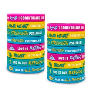 Bracelets en silicone personnalisés avec logo sur le thème de la Bible, inspirés des croyances religieuses, fournitures pour événements et fêtes, décoratifs, promotionnels, en caoutchouc - Product Image 1