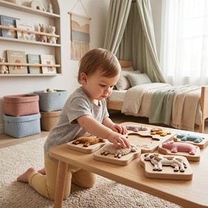 <span class=keywords><strong>Puzzle</strong></span> <span class=keywords><strong>in</strong></span> <span class=keywords><strong>Legno</strong></span> Montessori Personalizzato con <span class=keywords><strong>Animali</strong></span> della Fattoria, Gioco Educativo STEM per il Riconoscimento della Fauna Selvatica, Tavola di Abbinamento Colorata - Product Image 3