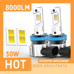 Nuevas Luces Antiniebla <span class=keywords><strong>LED</strong></span> de Doble Color H8 H11 H16 Patentadas en 2026, Sin Ventilador, Cambio de Color Blanco Ámbar, Resistentes al Agua, <span class=keywords><strong>Bombillas</strong></span> para Automóvil - Product Image 1