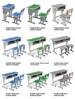 Vente en gros OEM pieds détachables en métal personnalisés ensemble de bureaux et de chaises double places pour salle de classe d'école et lycée