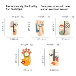 Visage abstrait émail broches moderne géométrique Portrait Art métal broches animaux Badges broches vers le haut cadeau pour hommes <span class=keywords><strong>femmes</strong></span> accessoires - Product Image 6