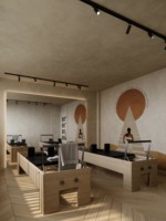 Diseño Interior de Lujo para Estudio de Pilates y Yoga, Muebles Personalizados para Centro de Bienestar, Solución de Equipamiento para Spa y Gimnasio con Microcemento Crema