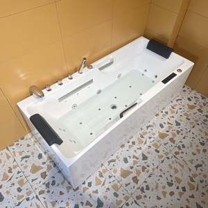 Bañera de Hidromasaje Rectangular para Baño, Acrílica, Blanca, Portátil, con 16 Jets - Product Image 1