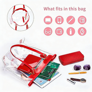 Bolsa de Mano Transparente Grande con Colgante de Peluche, Bolsa de PVC Transparente de Moda para Mujer, para Viajes y Playa - Product Image 3
