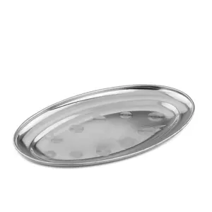 Wholesales cheap thai serving dinner plates stainless steel plate oval shape dish for restaurant hotel