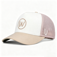 Gorra Trucker de Malla de Espuma Bicolor Común para Mujer, Rosa Claro y Blanco, Transpirable, para Exteriores, Playa, Golf, Béisbol