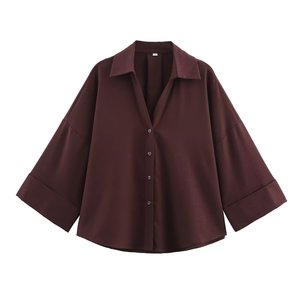 <span class=keywords><strong>Camicia</strong></span> Estiva 2026 Nuova a Maniche Lunghe a Righe Larga da <span class=keywords><strong>Donna</strong></span> con Risvolto, Casual, Versatile e alla Moda per il Lavoro - Product Image 3