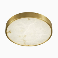 Plafonnier rond en marbre naturel avec cadre en laiton, lampe LED encastrée pour chambre à coucher et salon