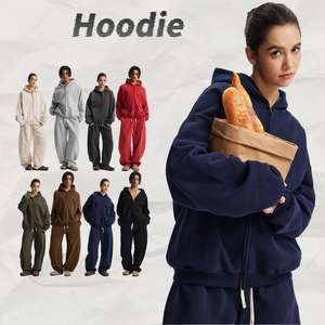 Chaqueta de Punto con Capucha y Cremallera Unisex de Alta Calidad, Multicolor, 430g, Forro Polar Cálido de Algodón, con Abertura Lateral de Cuero - Product Image 1