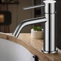 Robinet de lavabo monocommande chaud/froid en acier inoxydable avec cartouche céramique et débit contrôlé