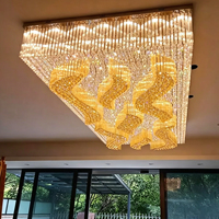 Lustre en cristal doré long personnalisé DUOMEIJU, commande par interrupteur, LED moderne, lampe de plafond de luxe, hôtel/villa, éclairage de pièce commerciale
