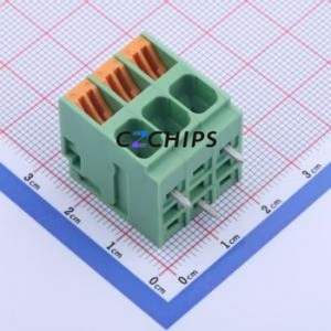 KF207RB-6.35-3P Spring Terminal Block Bent Lead Through Hole,P=6.35mm Connector 1x3P 6.35mm Green 3P - Product Image 1